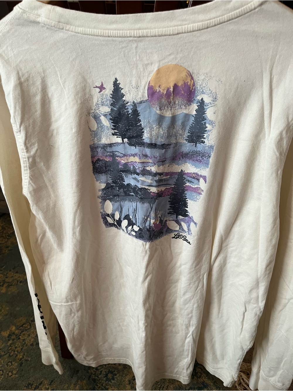 L.L Bean XL gently loved Cream Graphic Sunset Forest Tee - Picture 8 of 16